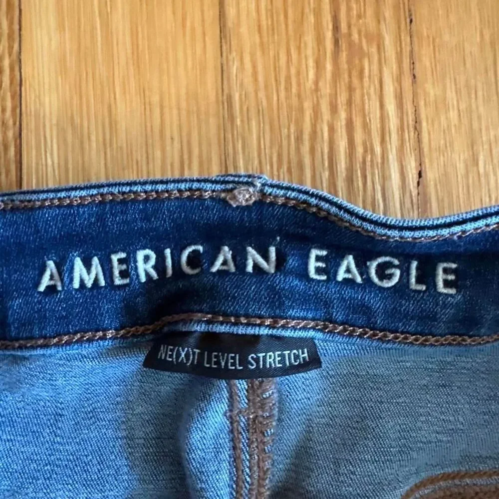 American Eagle Outfitters High Rise Skinny Kick Stretch Blue Jeans 18 Short